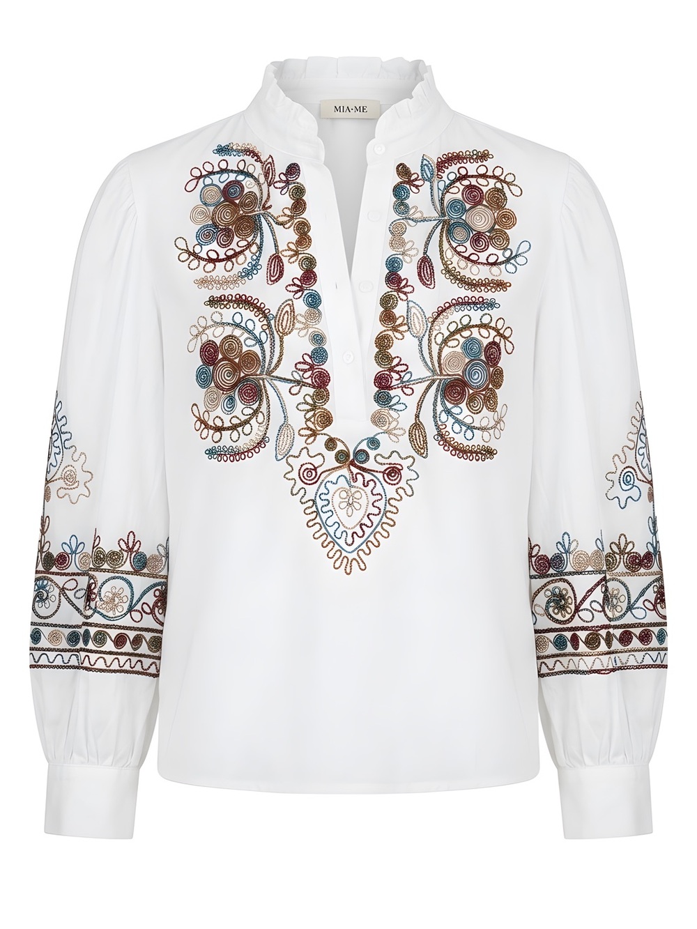 Mia-Me. Size M, embroidery white top